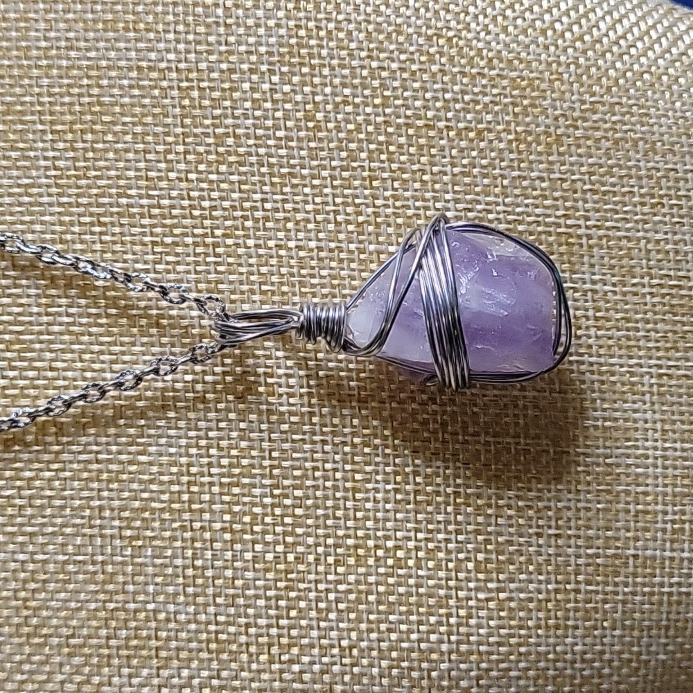 PREORDER Custom Wire Wrapped Rough Crystal in Stainless Steel - Handmade By Me!